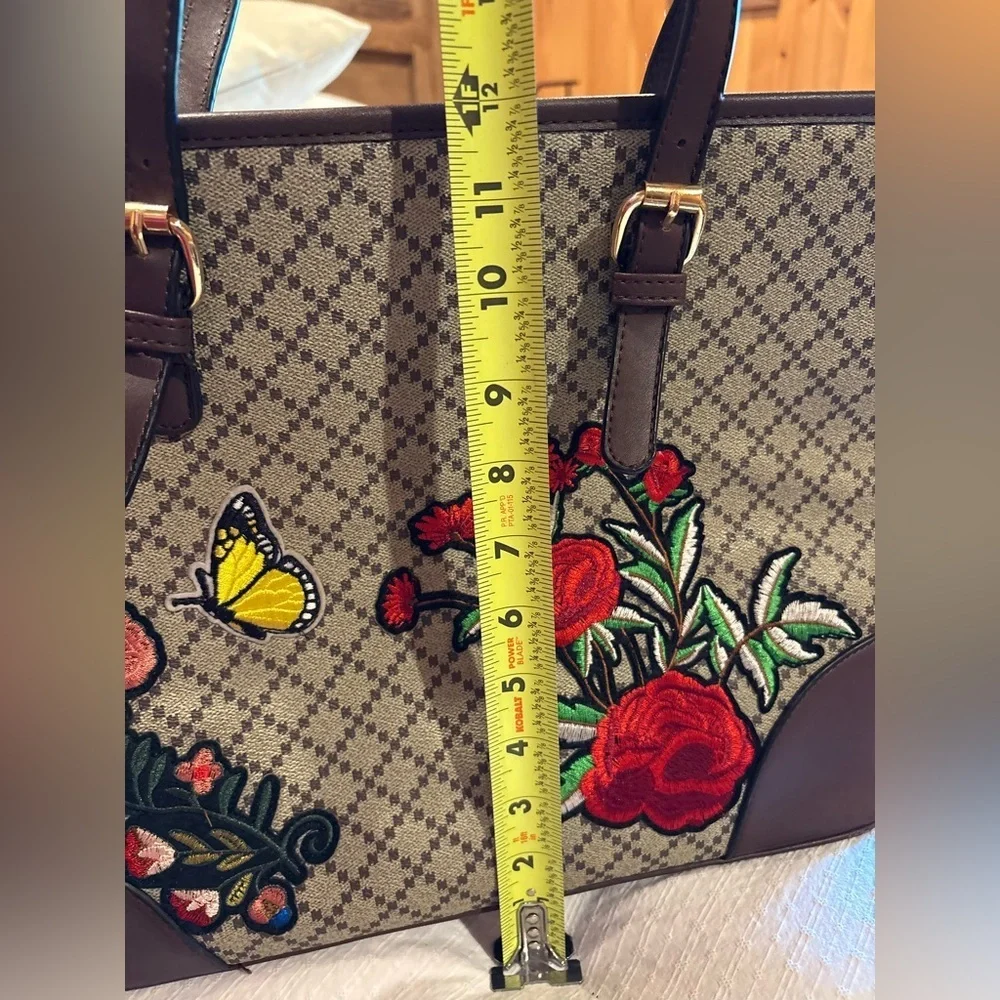 Floral Embroidered Tote Bag
